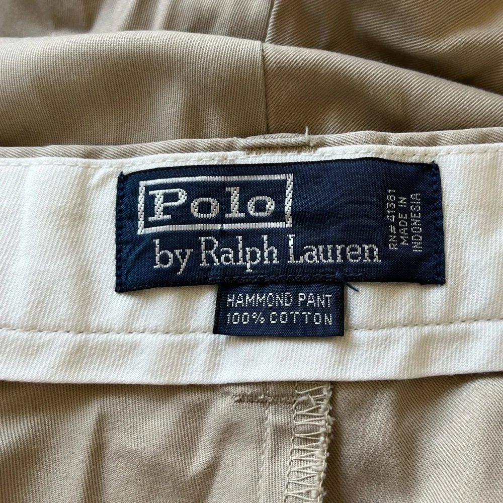 Polo Ralph Lauren Hammond Classic Chino pants khaki pleats cuffs size 38/32